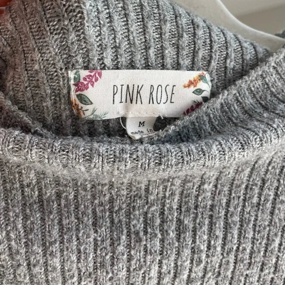 Pink Rose Gray Sweater - Picture 2 of 3